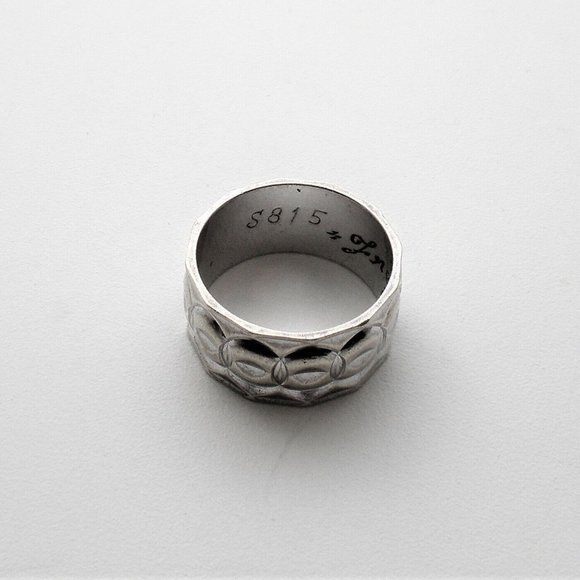 Vintage Designer Solid 9CT 9K White Gold Wide Wedding RING BAND size 5.5-5.75 - Picture 5 of 8